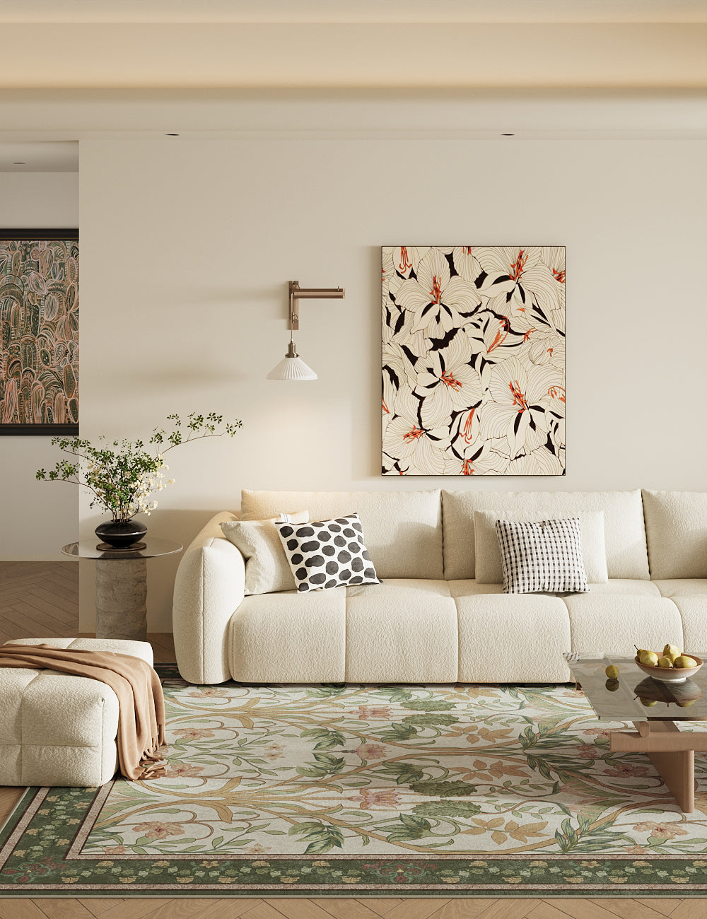 Garden Muse Cream Sage Washable Rug