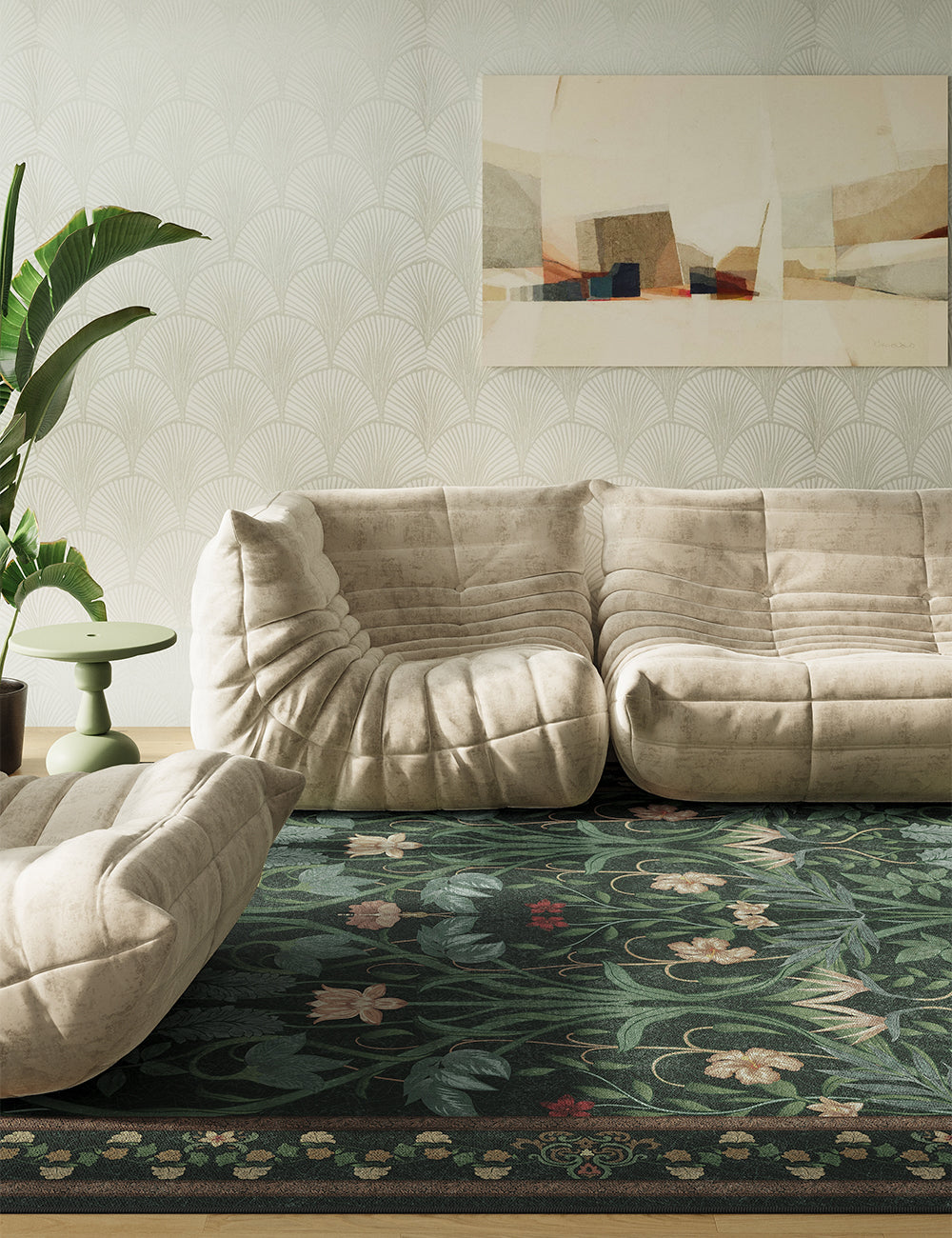 Garden Muse Forest Emerald Washable Rug