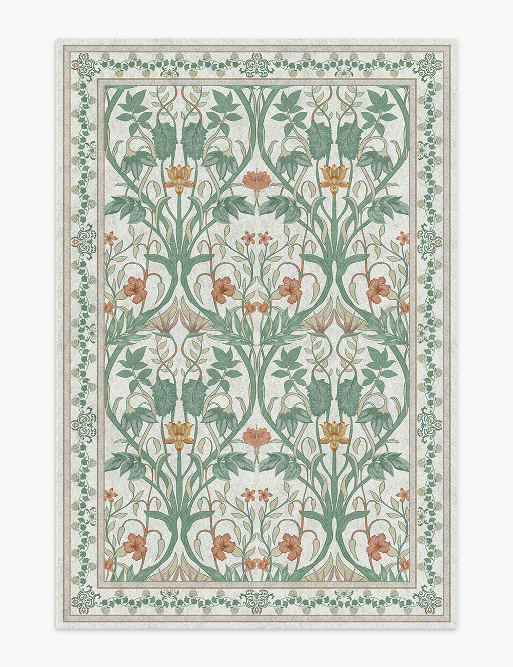 Garden Muse Ivory Green Washable Rug