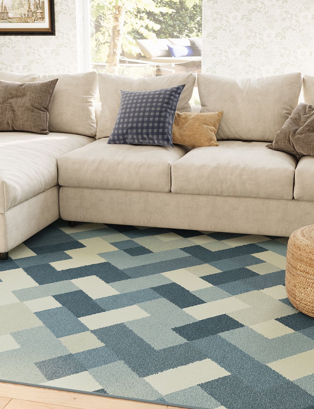Harbor Deck Powder Blue Washable Rug