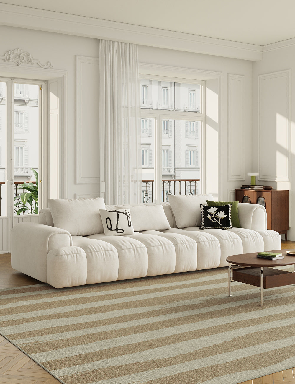 Ink Brush Sand Beige Washable Rug
