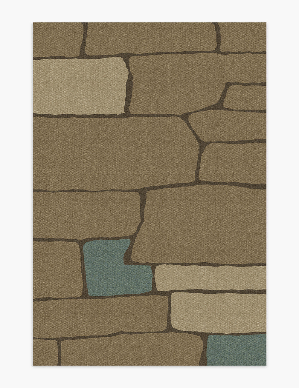 Irregular Blocks Dull Brown Washable Rug
