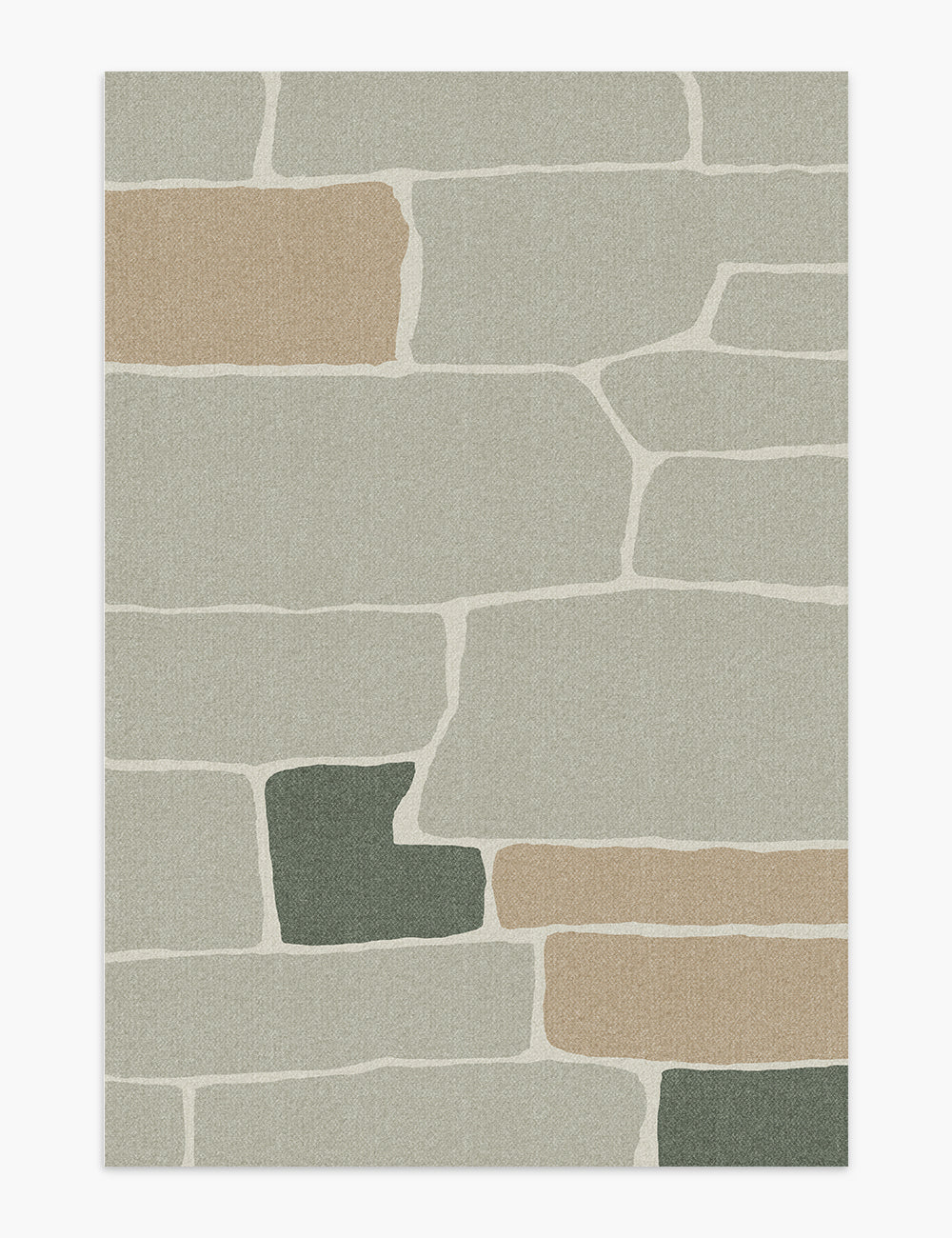 Irregular Blocks Soft Grey Washable Rug