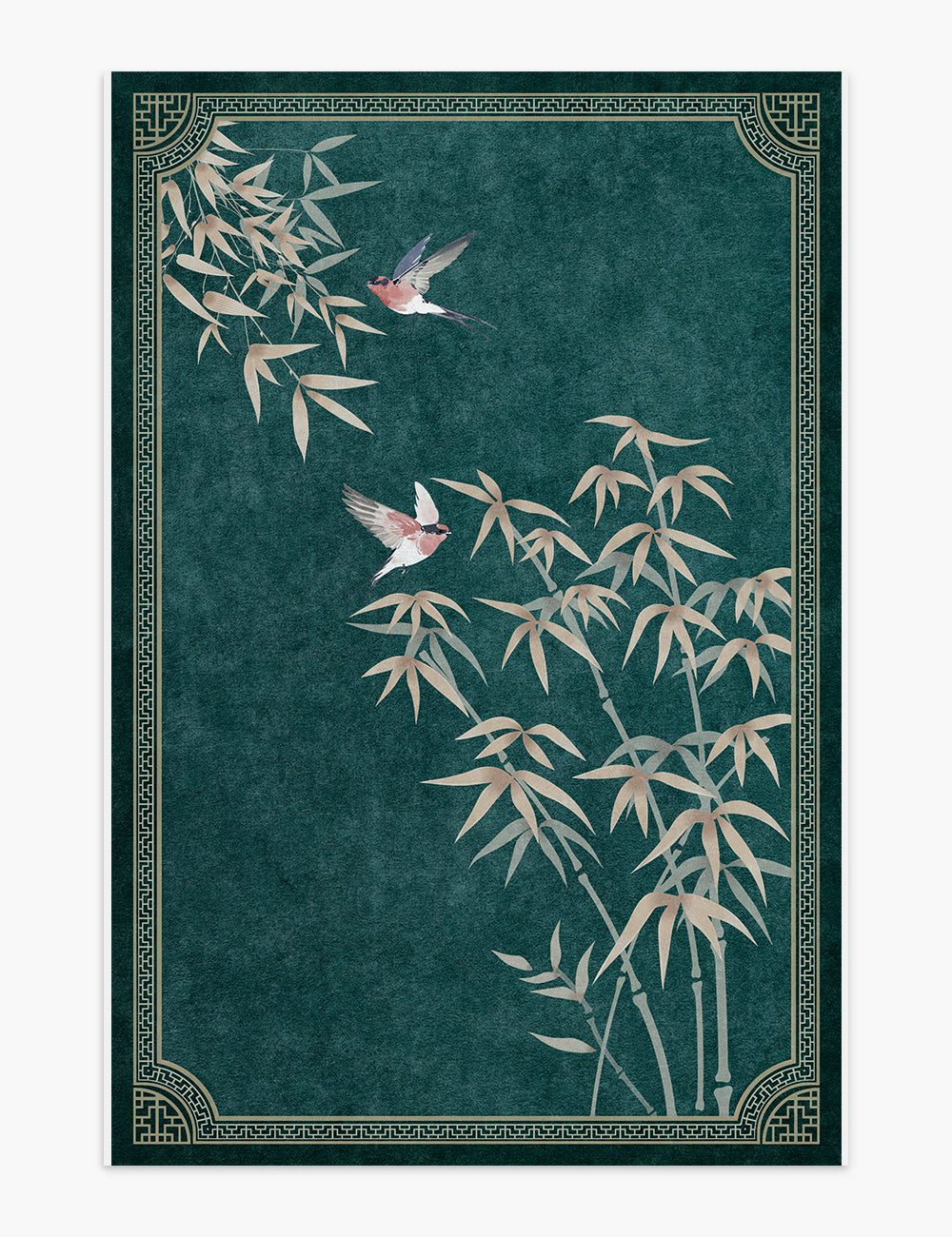 Lucky Bamboo Deep Jade Washable Rug