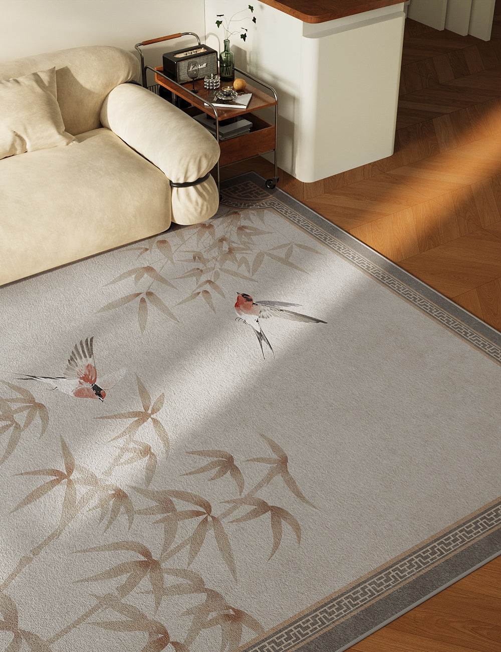 Lucky Bamboo Oatmeal Sand Washable Rug
