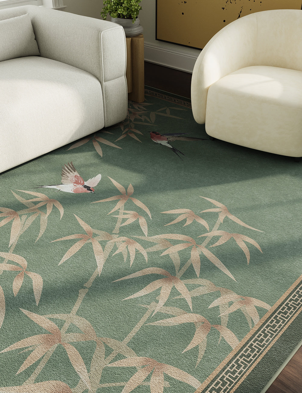 Lucky Bamboo Soft Sage Washable Rug