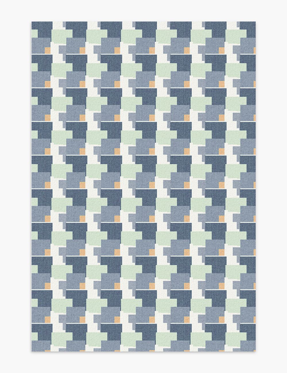 Meadow Mosaic Pastel Blue Washable Rug