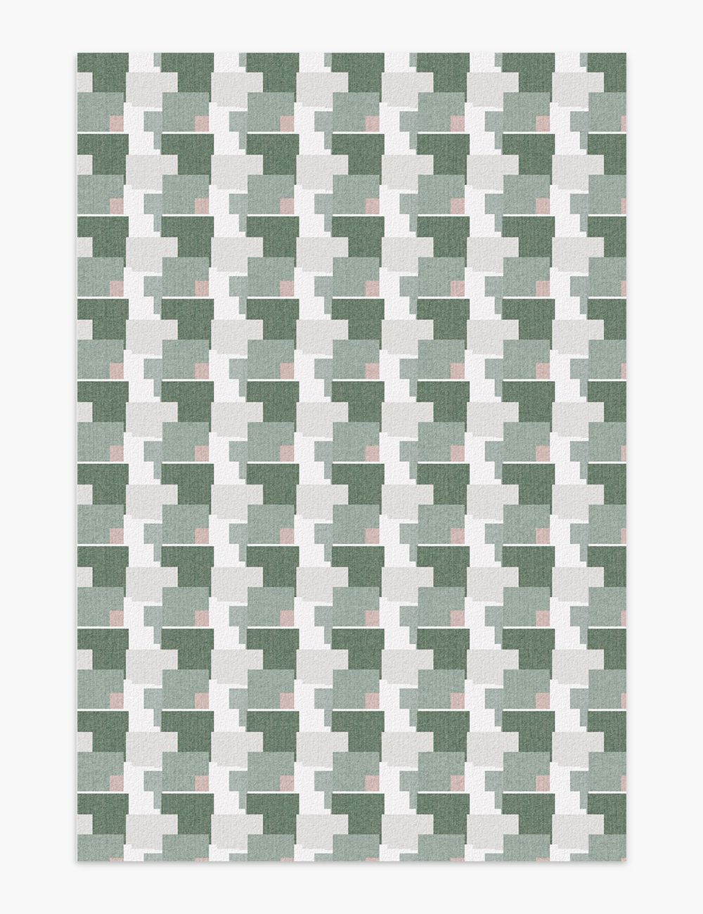 Meadow Mosaic Pine Green Washable Rug