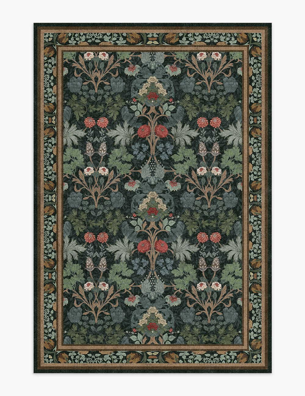 Morning Garden Midnight Forest Washable Rug