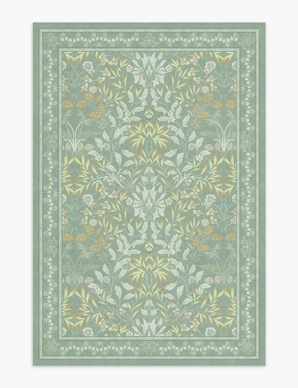 Mythic Botany Sage Green Washable Rug