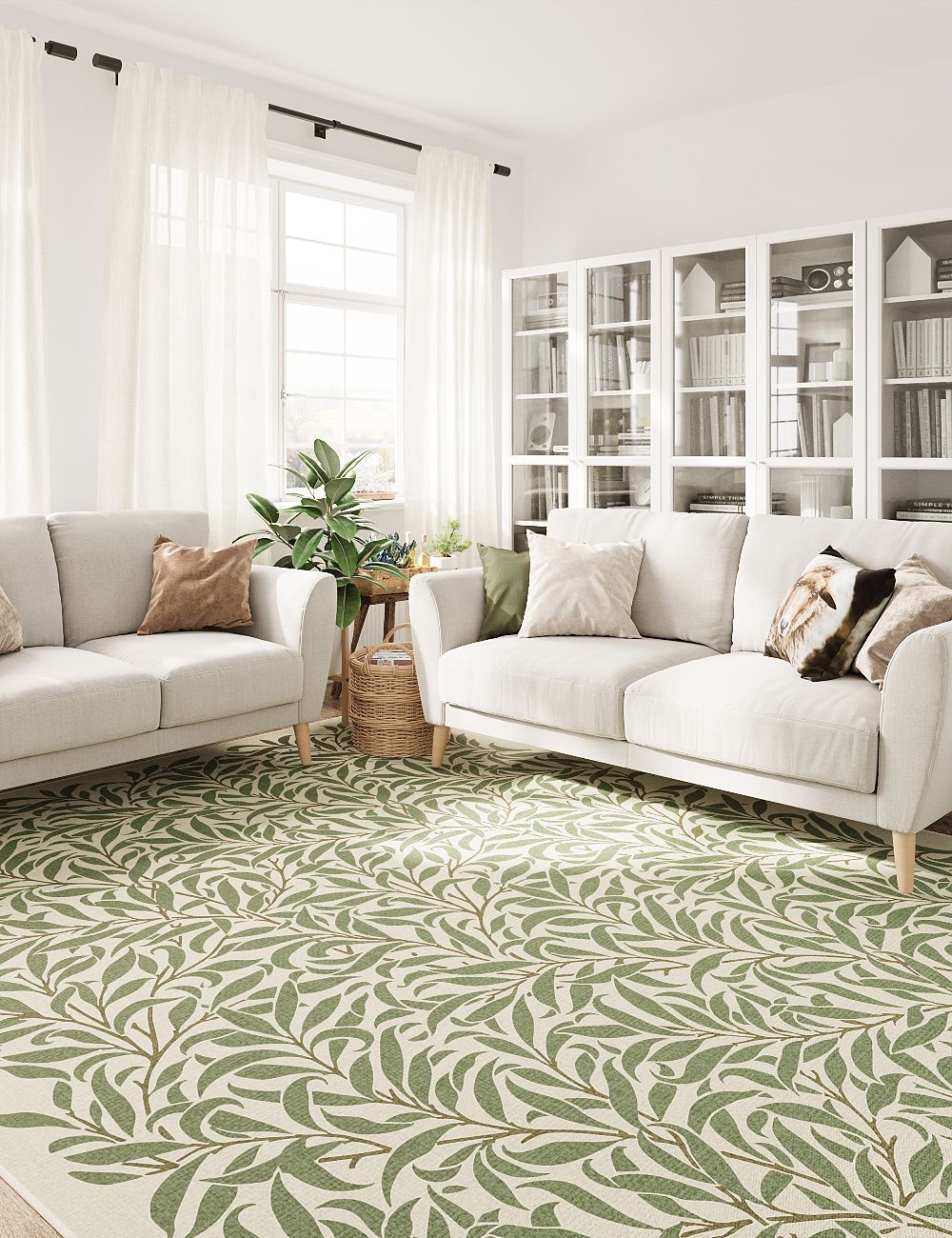 Nature's Layers Sage Green Washable Rug