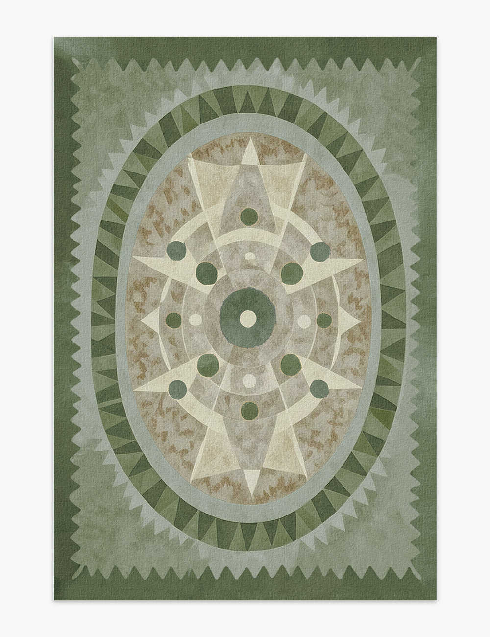 Oval Energy Sage Stone Washable Rug