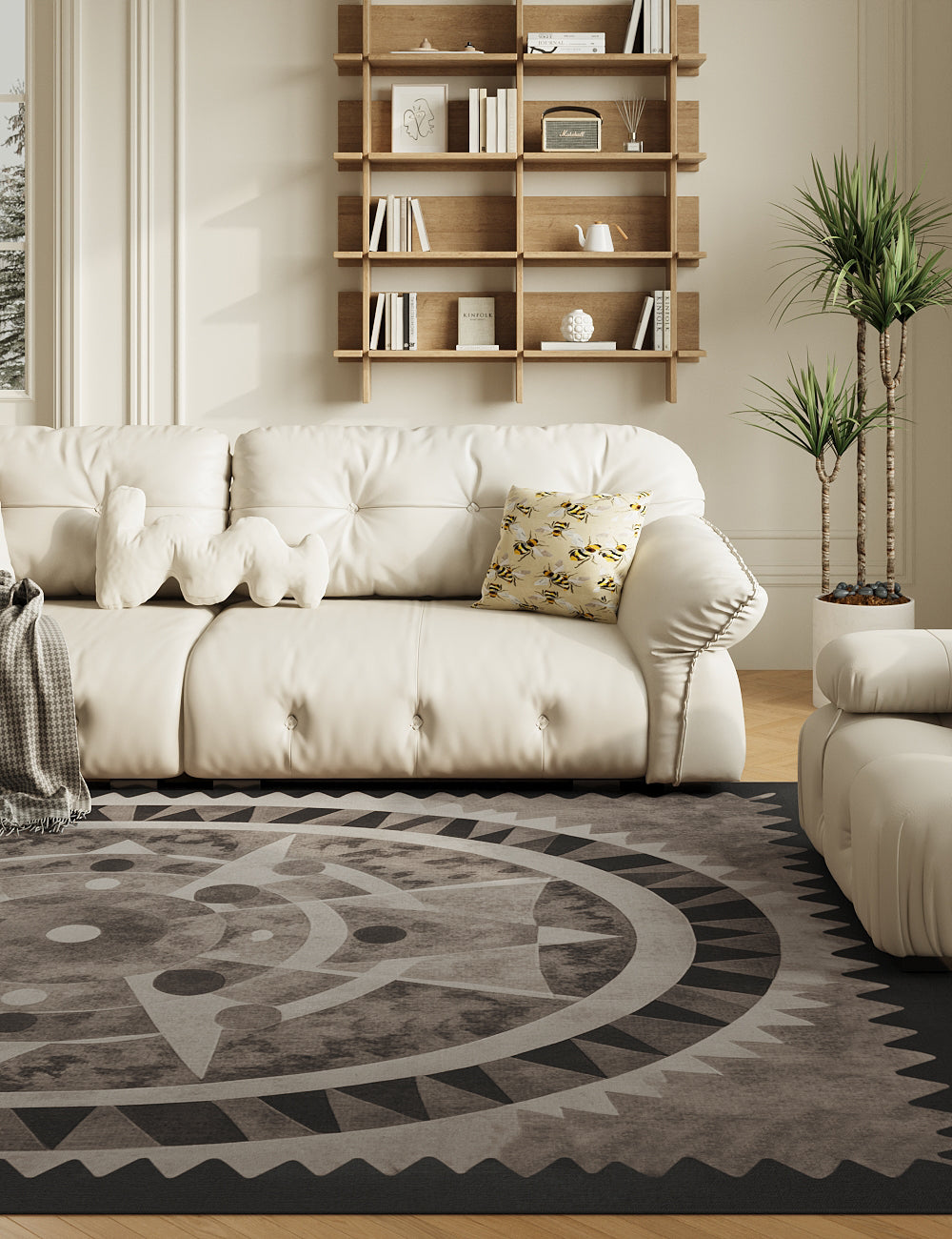 Oval Energy Shadow Rock Washable Rug