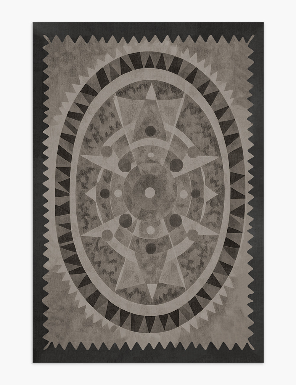 Oval Energy Shadow Rock Washable Rug