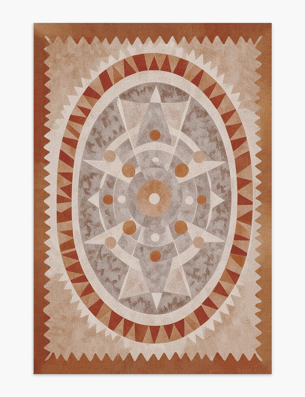 Oval Energy Terracotta Orange Washable Rug