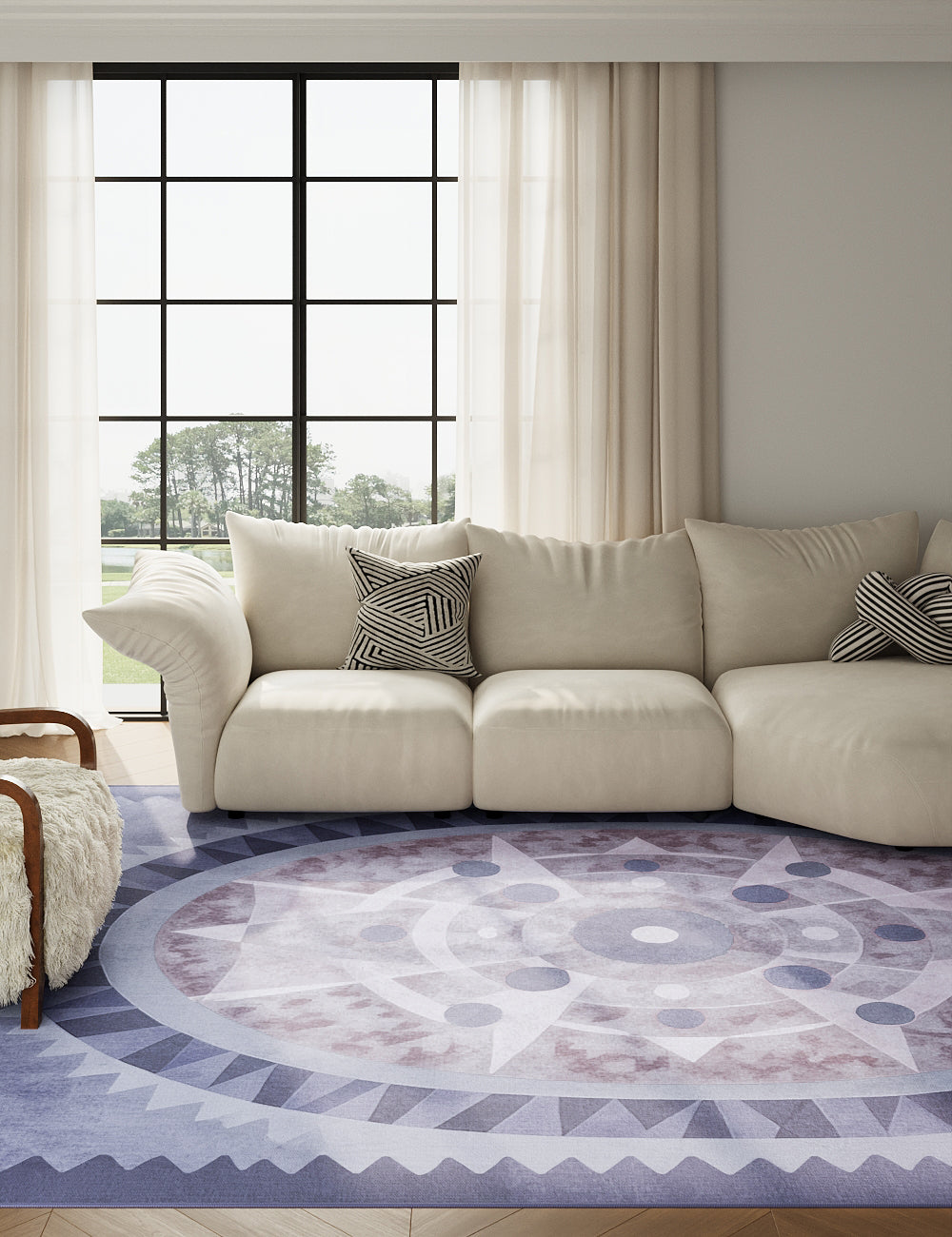 Oval Energy Violet Haze Washable Rug