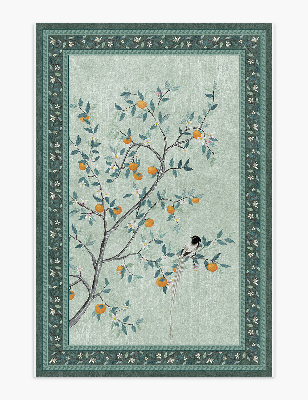 Persimmon Blessing Meadow Green Washable Rug