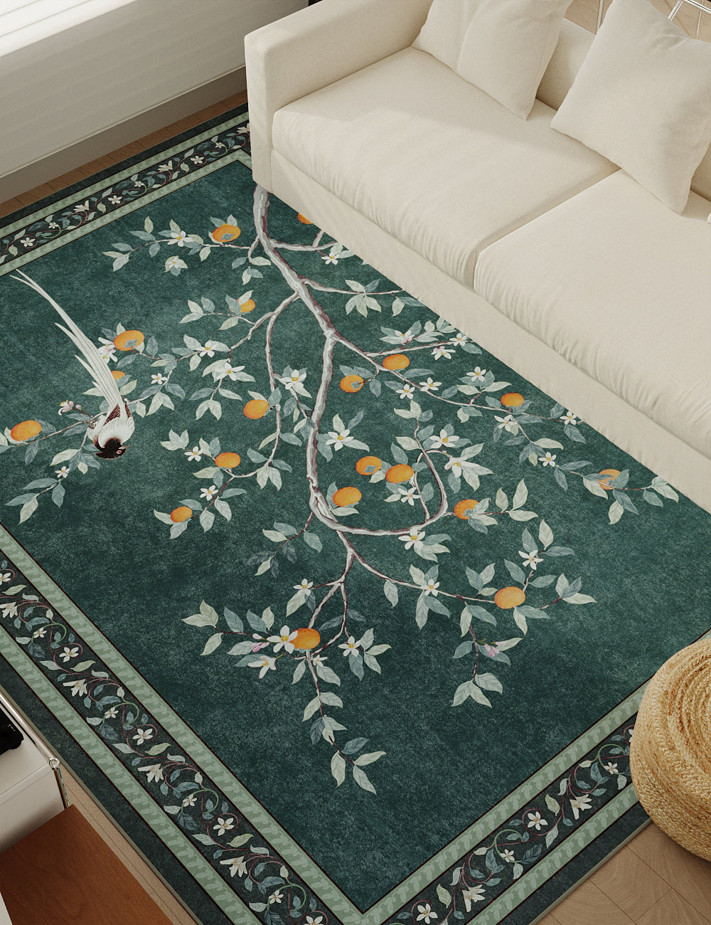 Persimmon Blessing Midnight Emerald Washable Rug