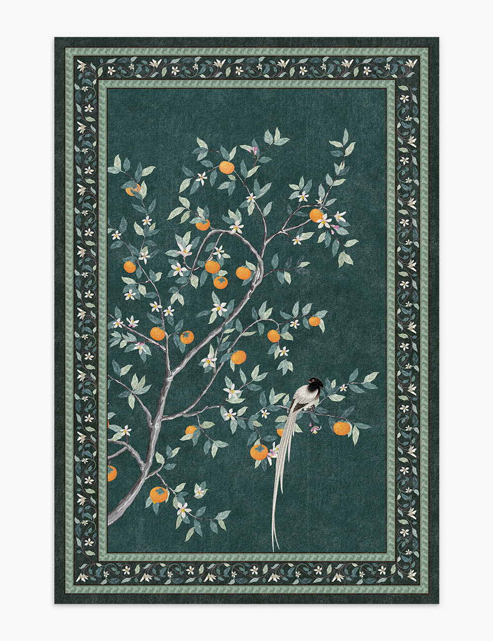 Persimmon Blessing Midnight Emerald Washable Rug