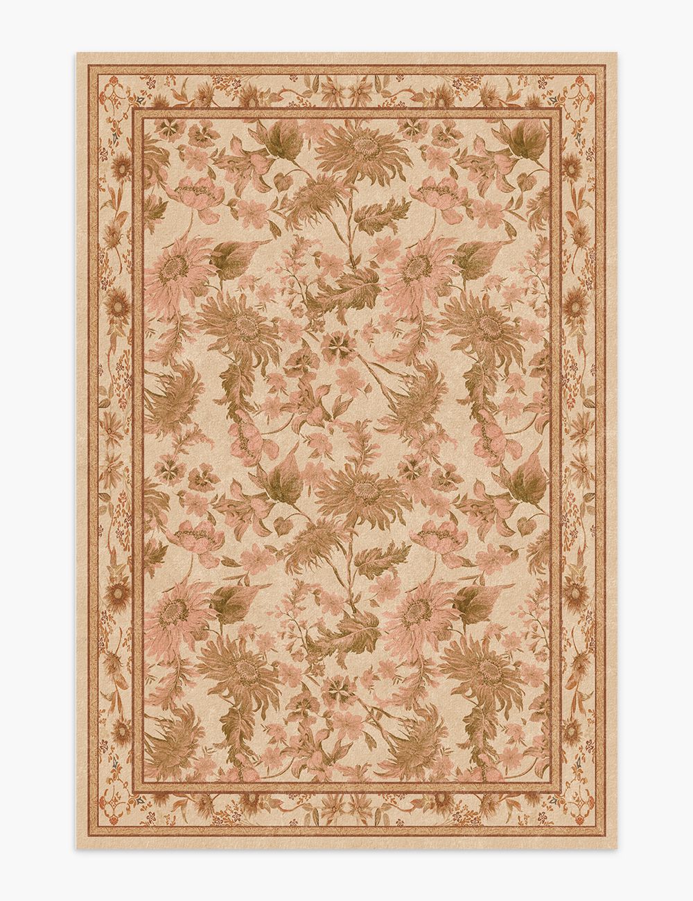 Romantic Blooms Rusty Rose Washable Rug