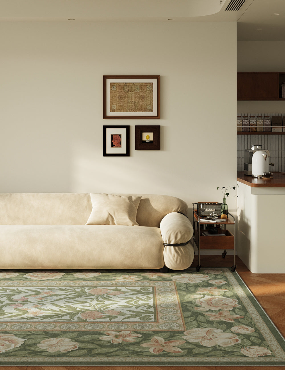 Rouge Compact Olive Amber Washable Rug