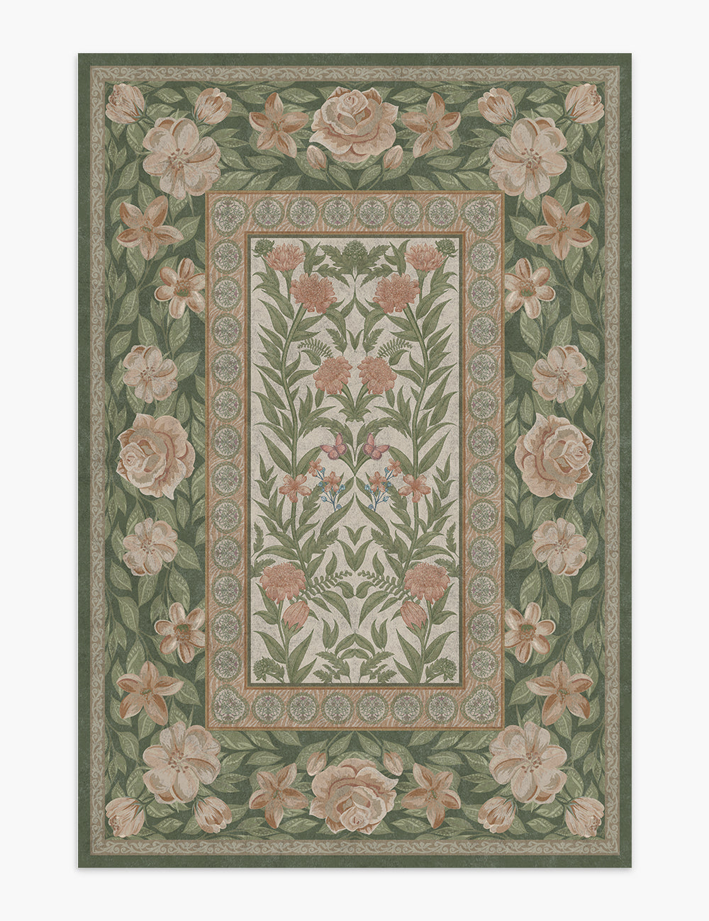 Rouge Compact Olive Amber Washable Rug