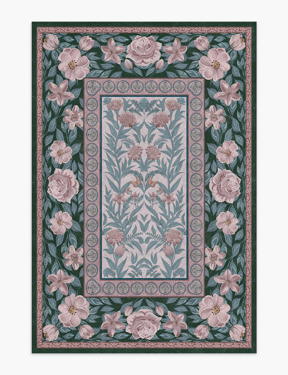 Rouge Compact Sage Blush Washable Rug