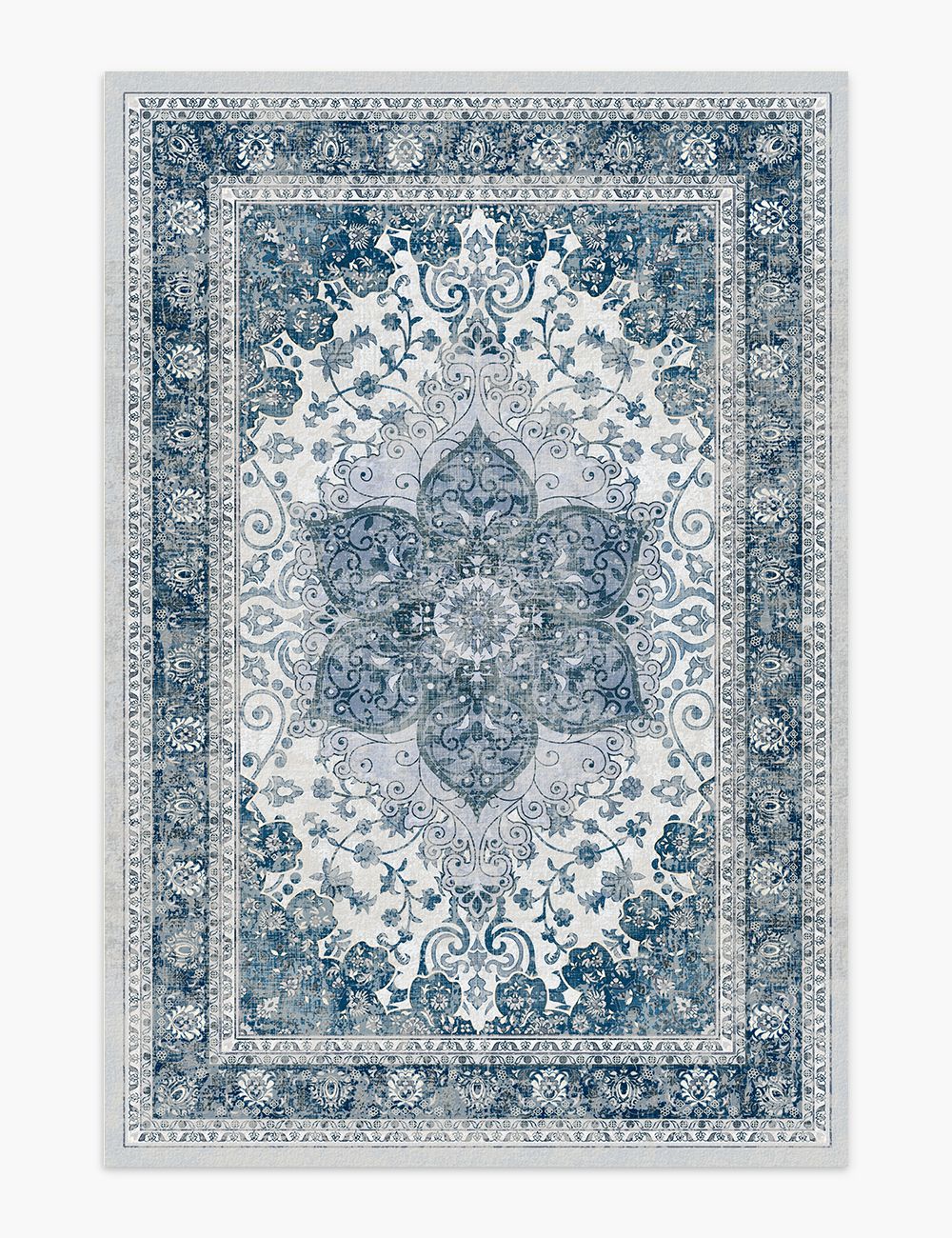 Sacred Bloom Indigo Blue Washable Rug