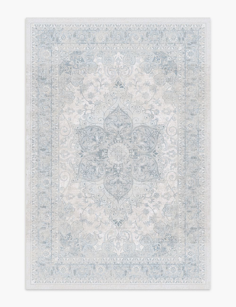 Sacred Bloom Mist Blue Washable Rug