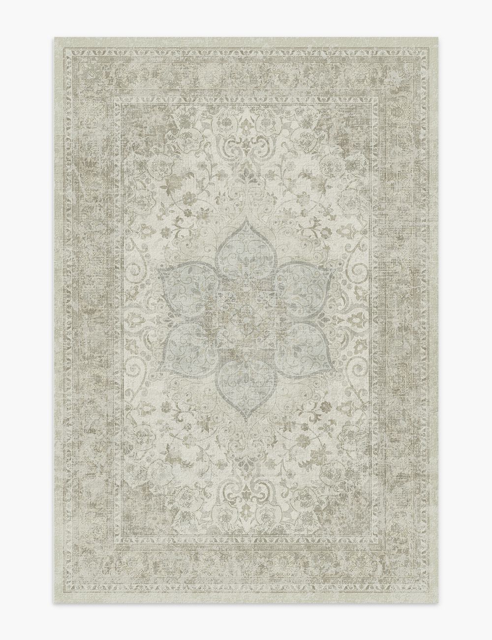 Sacred Bloom Soft Moss Washable Rug