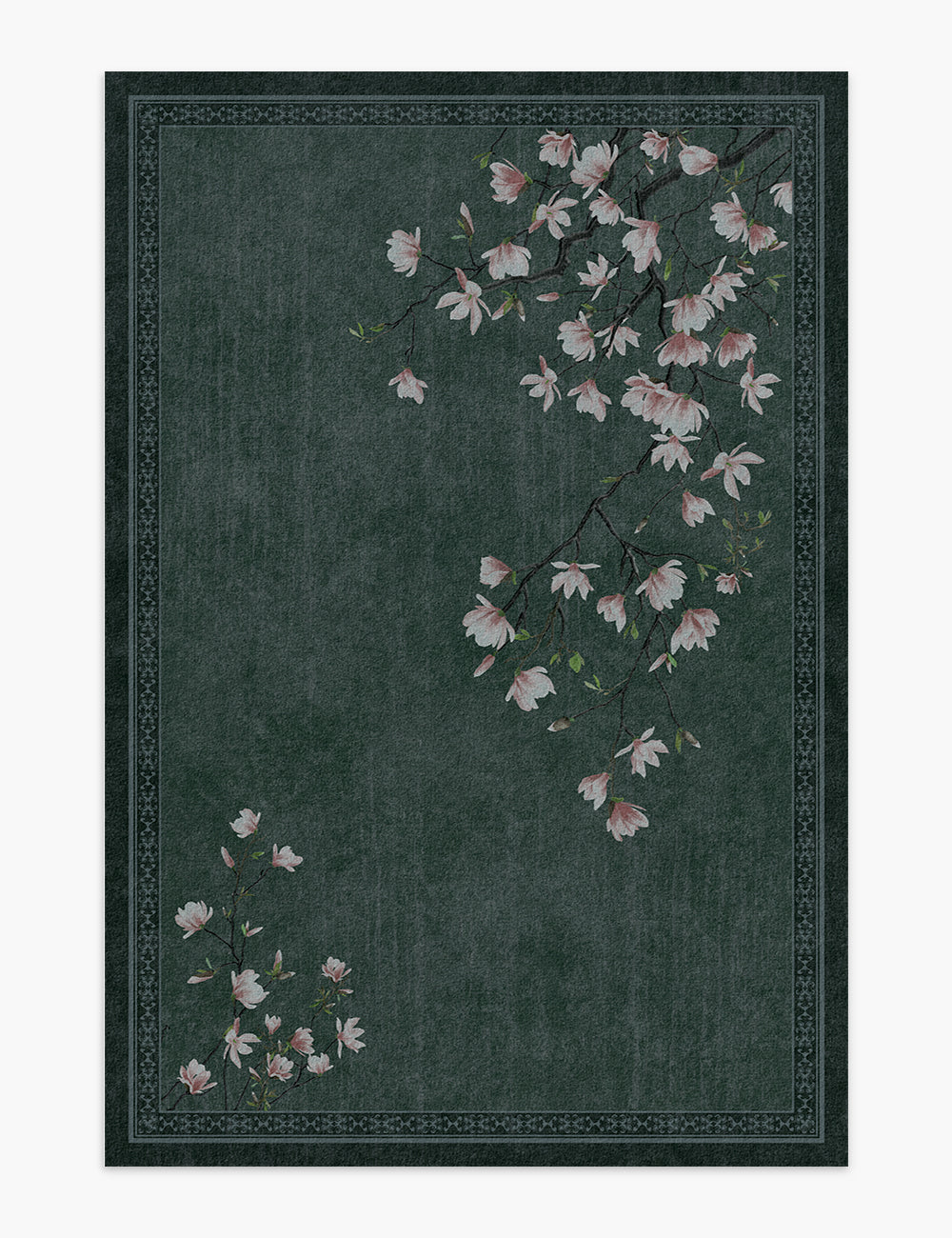 Simple Magnolia Blackish Green Washable Rug