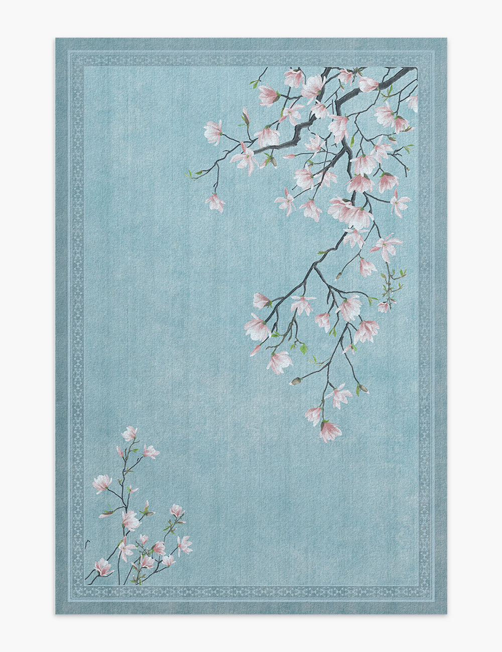 Simple Magnolia Powder Blue Washable Rug