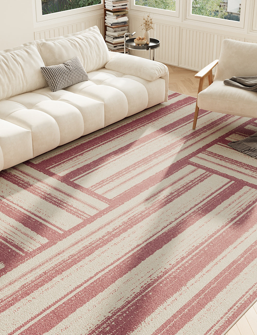 Stripe Dazzle Dusty Rose Washable Rug