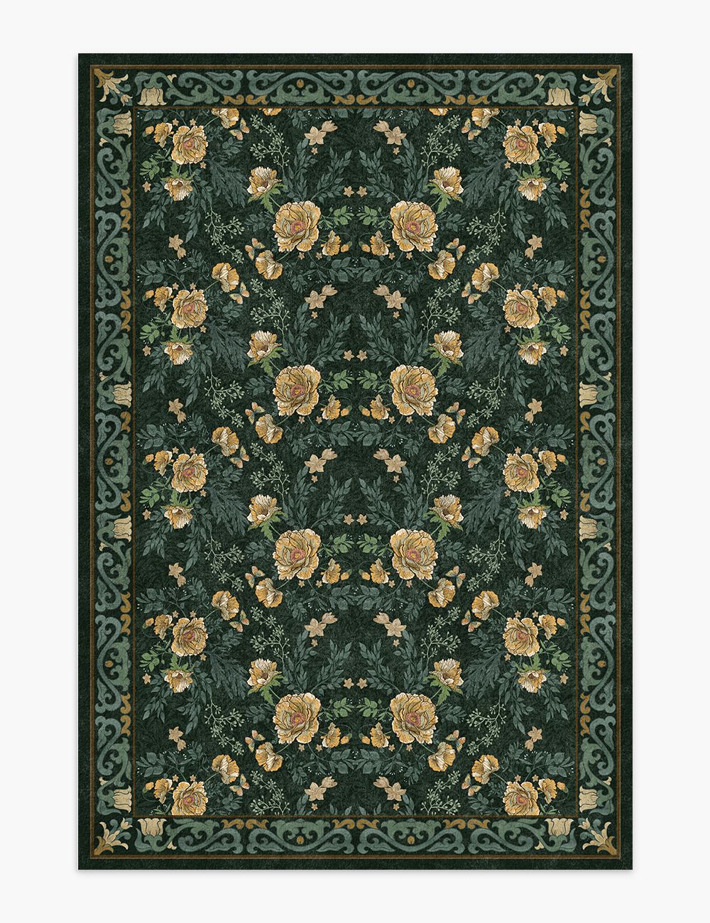 Twilight Garden Shadow Green Washable Rug