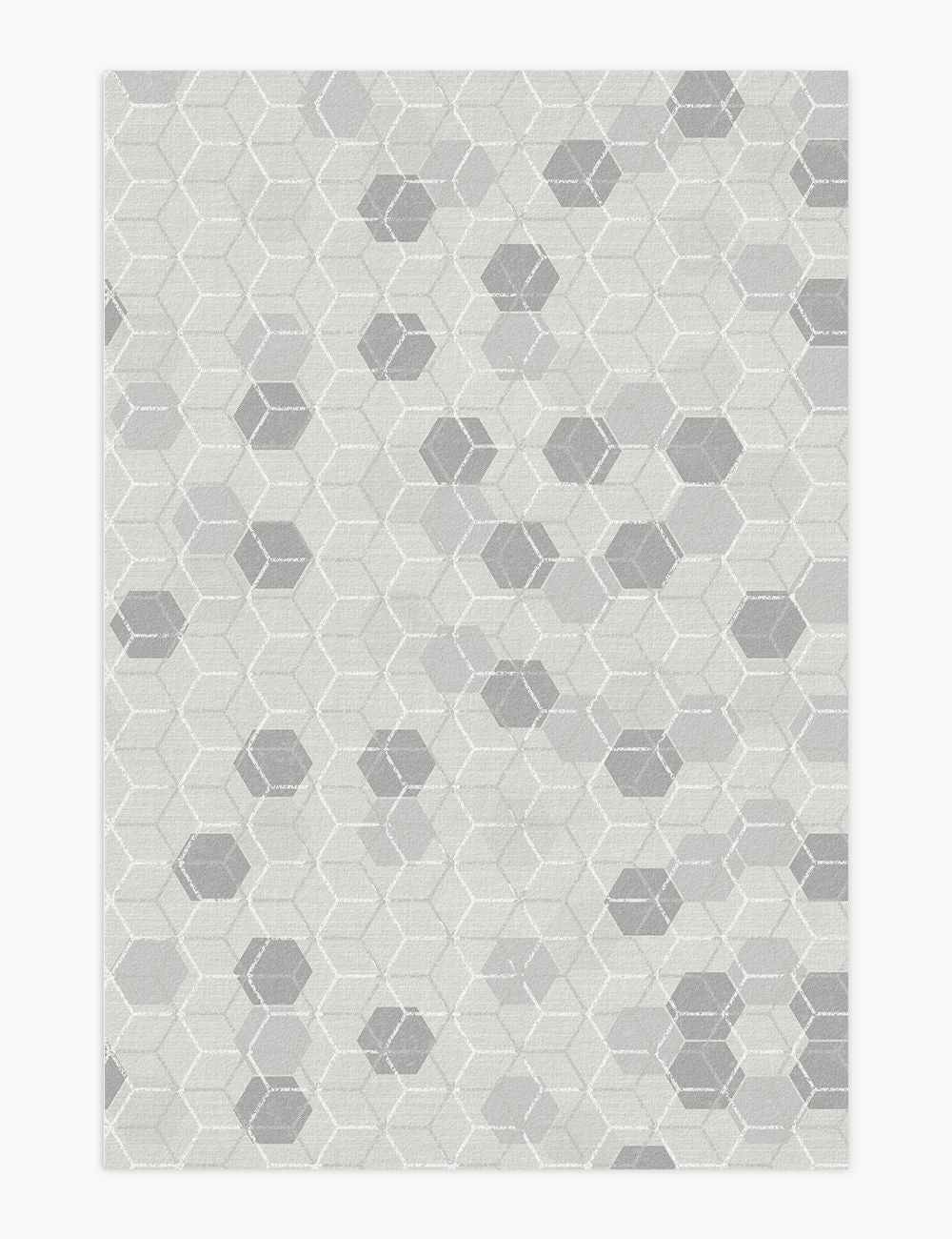 Vague Honeycomb Soft Grey Washable Rug