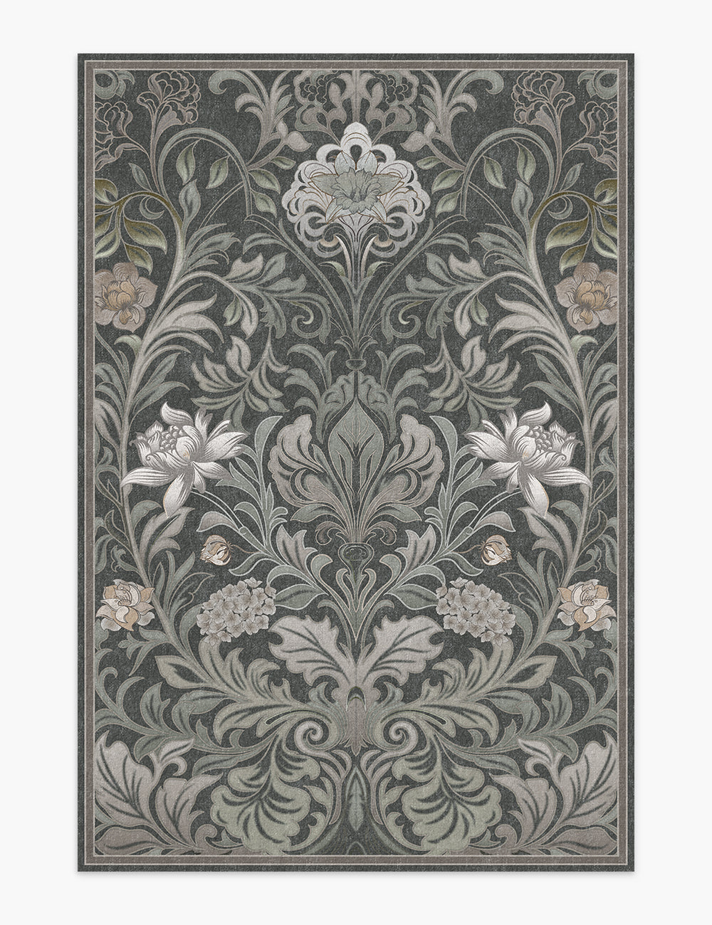 Verdant Tapestry Shadow Grey Washable Rug