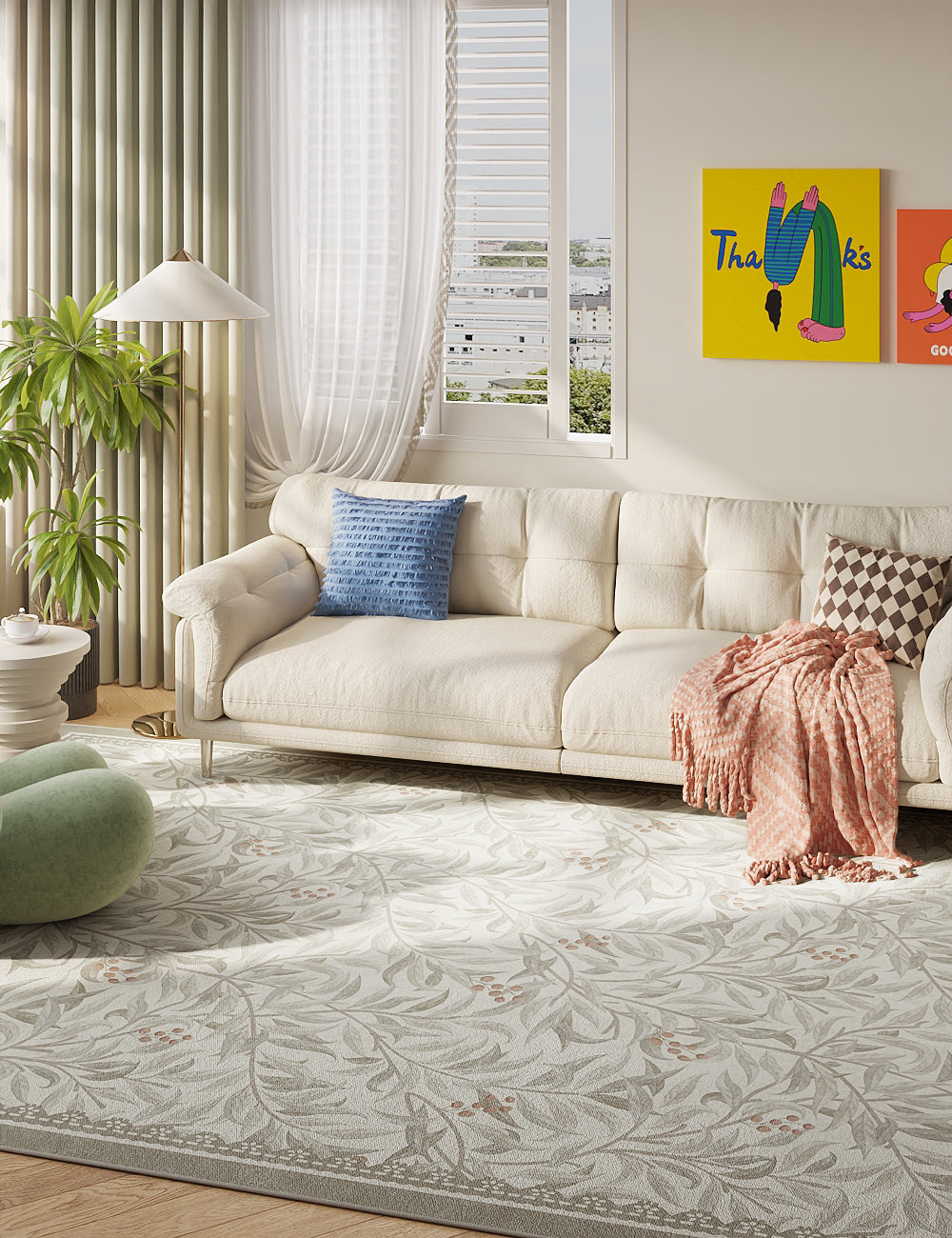 Willow Show Light Stone Washable Rug