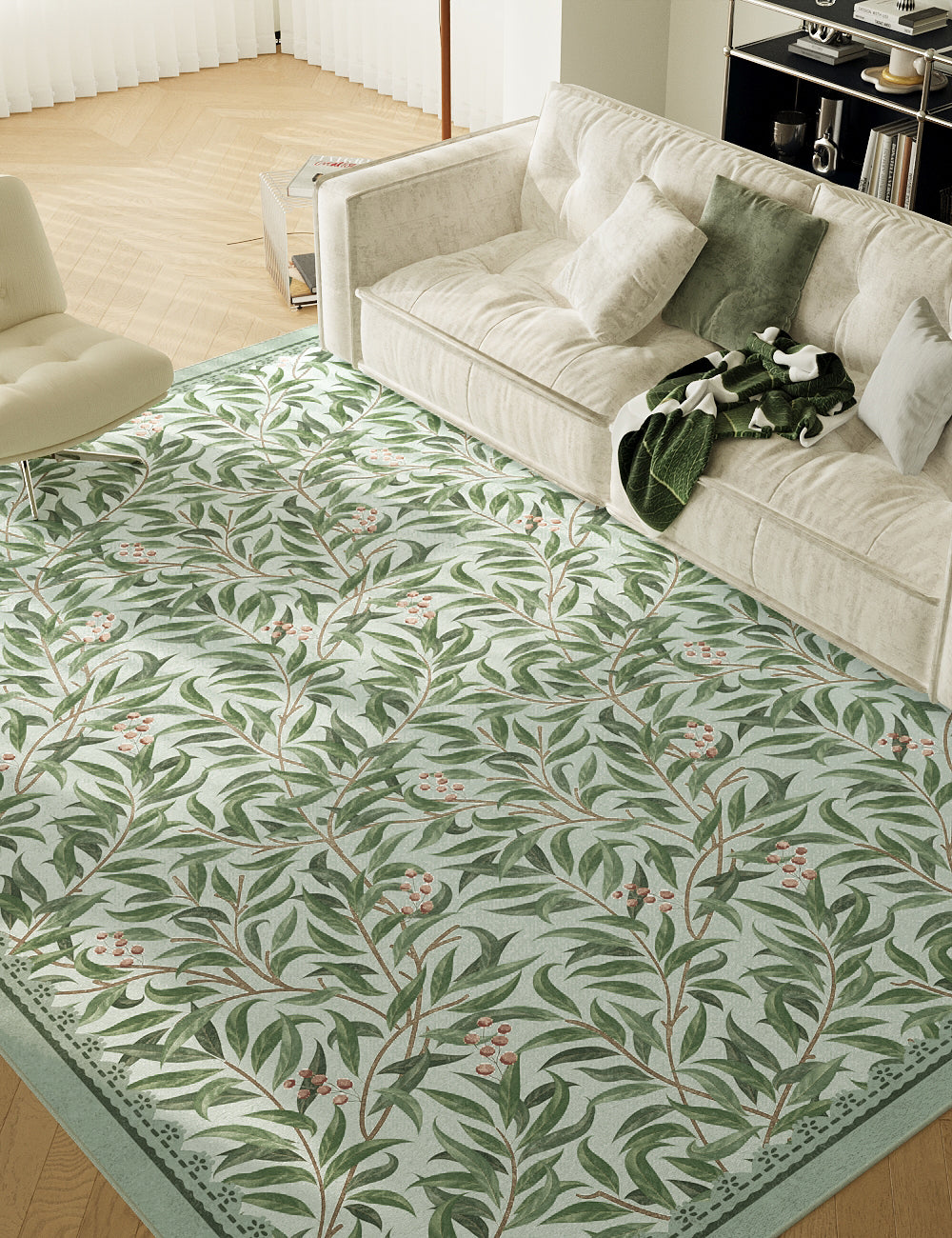 Willow Show Spring Green Washable Rug