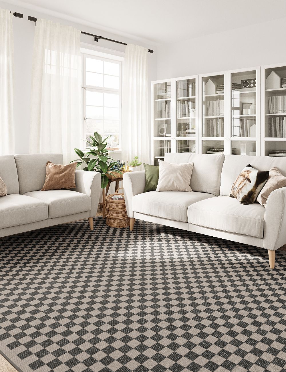 Checker Out Smoky Taupe Washable Rug