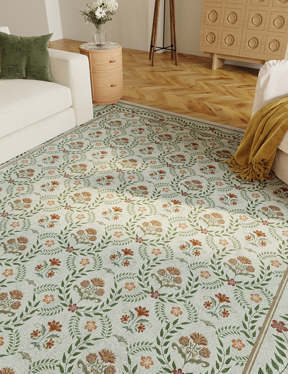Jewel Garden Rose Quartz Washable Rug