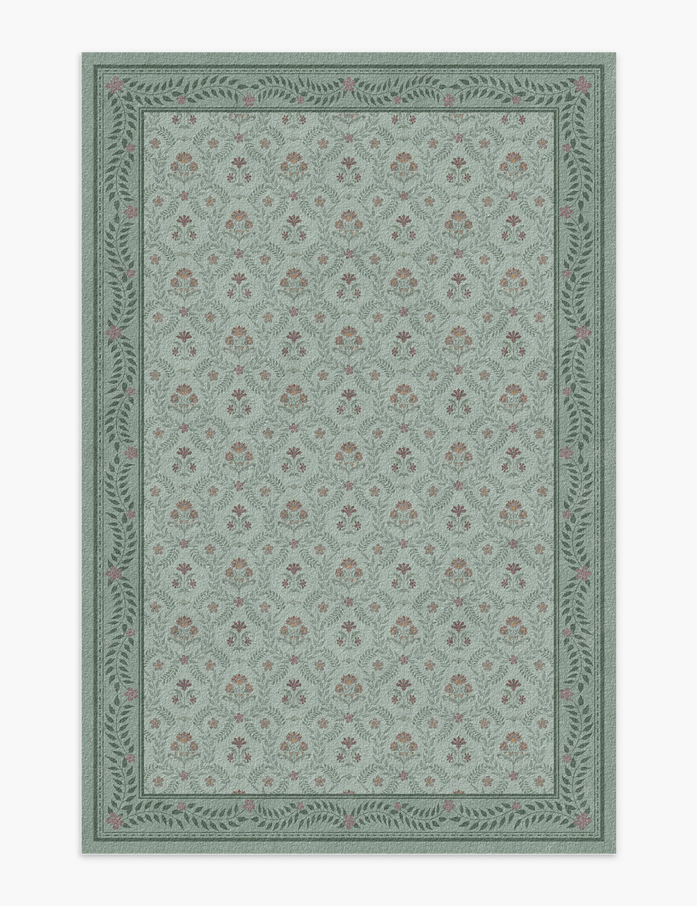 Jewel Garden Sage Green Washable Rug