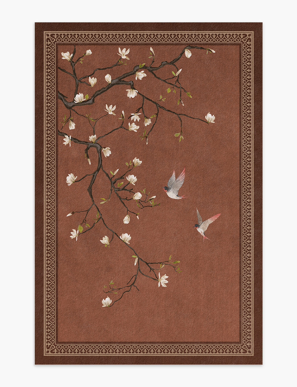 Noble Blossom Muted Brown Washable Rug