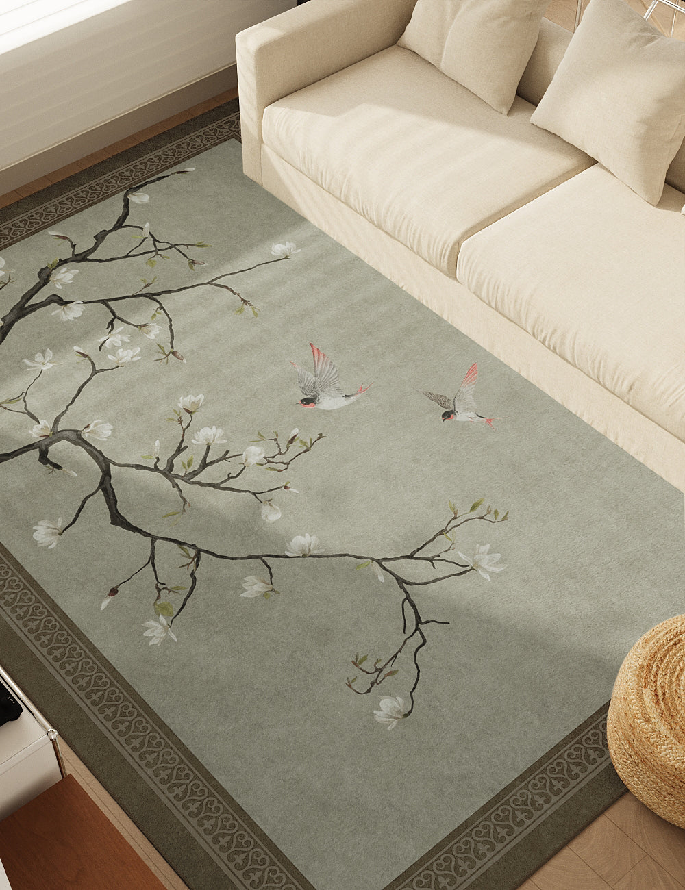 Noble Blossom Soft Taupe Washable Rug