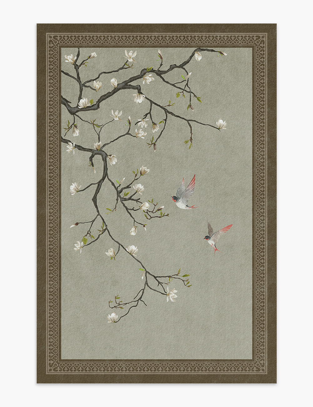 Noble Blossom Soft Taupe Washable Rug