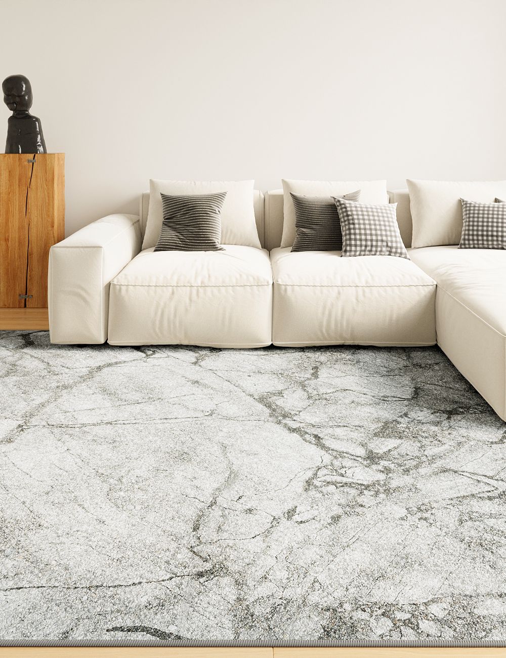 Marble Nature Frosted Grey Washable Rug