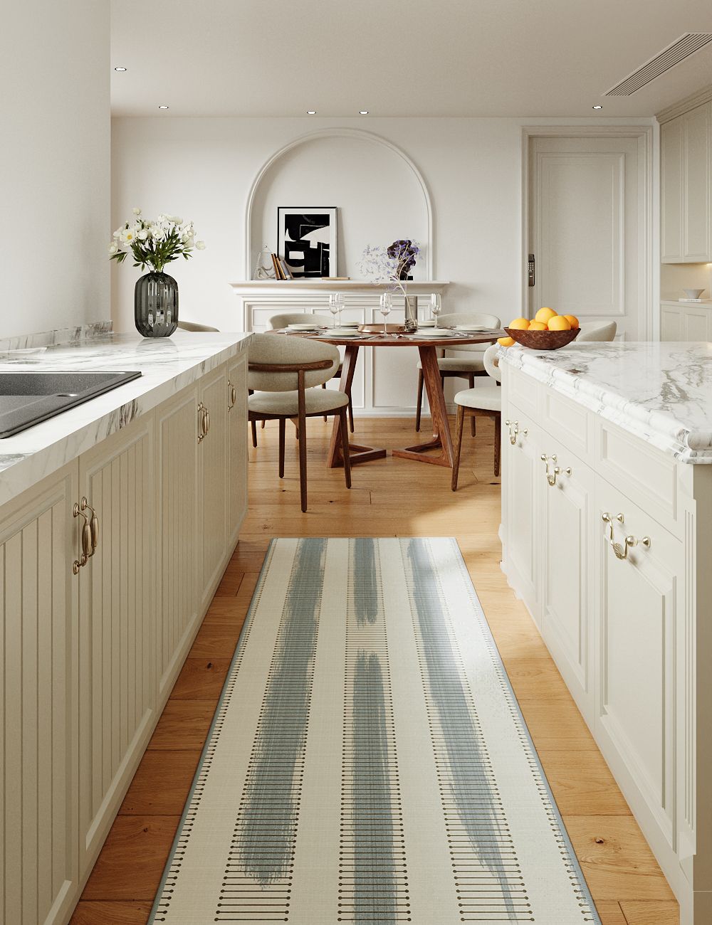 Bamboo Trace Antique Ivory Washable Rug