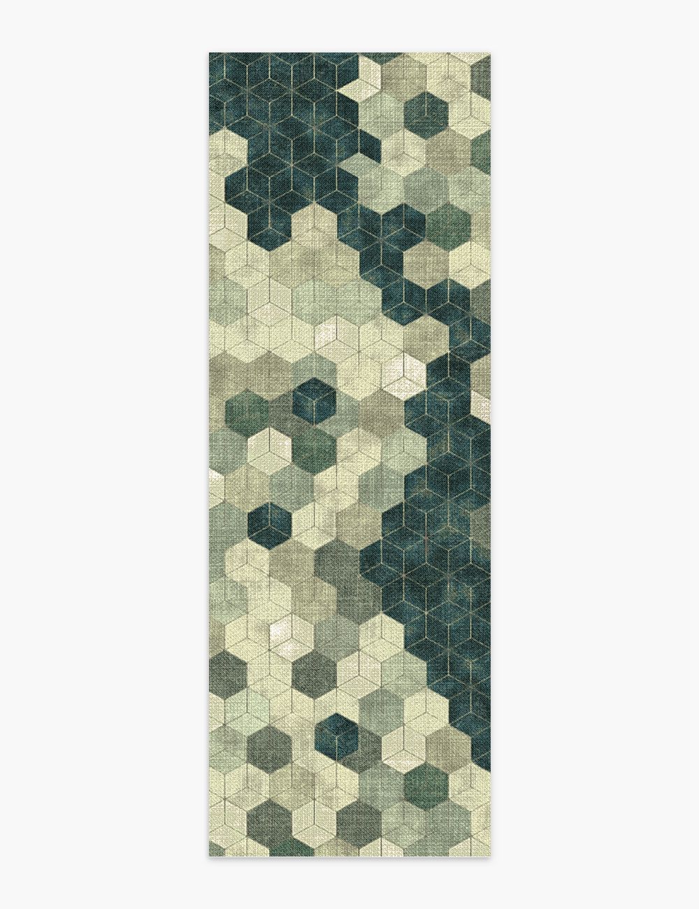 Faded Pieces Moss Green Washable Rug