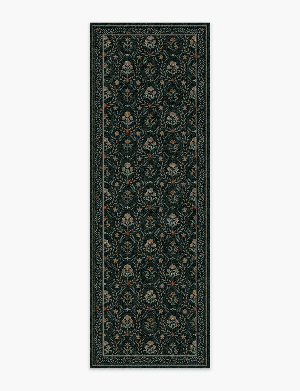 Jewel Garden Forest Black Washable Rug