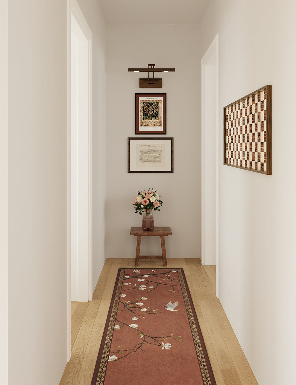 Noble Blossom Muted Brown Washable Rug