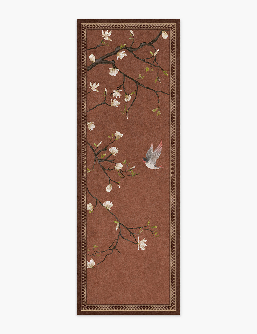 Noble Blossom Muted Brown Washable Rug